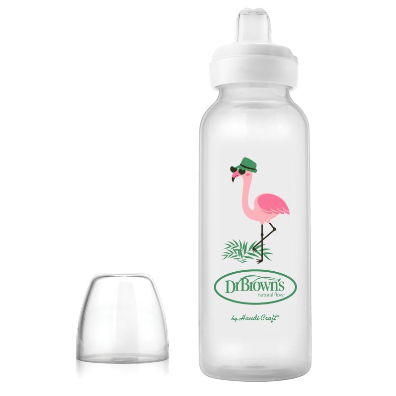 Biberon cu gat ingust cu cioc pentru inghitituri mici PP Design Flamingo, 250 ml, Dr.Browns